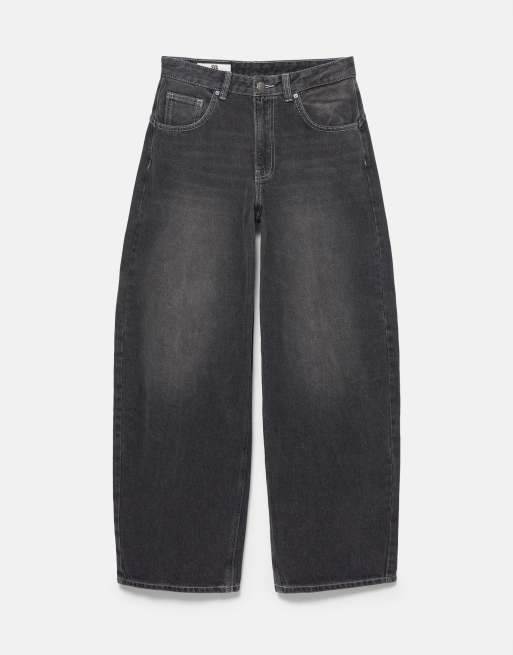 Pull&Bear High-waist balloon jeans in faded black, 5 of 7