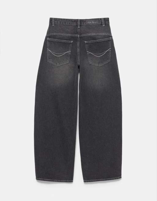 Pull&Bear High-waist balloon jeans in faded black, 7 of 7