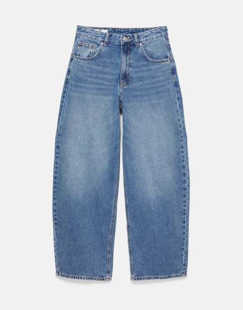 Pull&Bear High-waist balloon jeans in medium blue - view 1