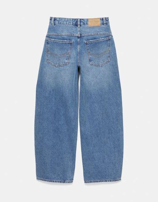 Pull&Bear High-waist balloon jeans in medium blue, 4 of 4