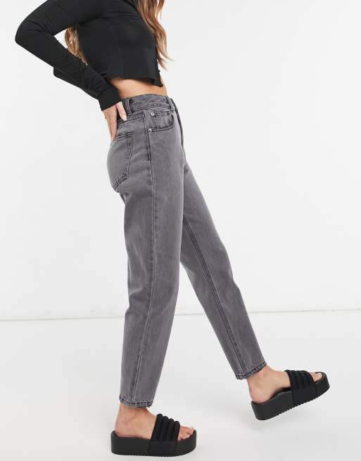 Pull Bear high waist mom jean in dark gray