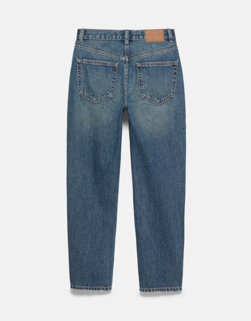 Pull&Bear High-Waist Mom-Jeans in grünlichem Blau, 6 von 6
