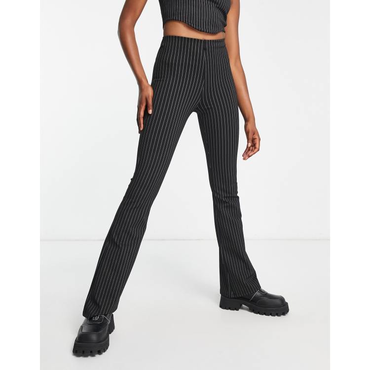 Pull&Bear high waist pinstripe pants in black - part of a set