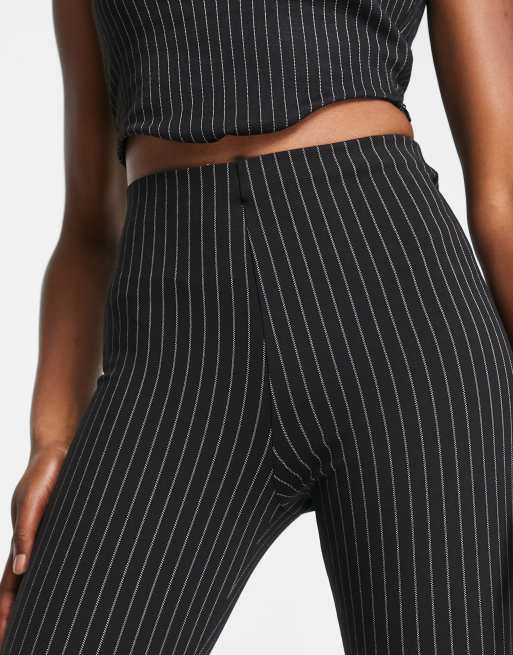 Pull&Bear high waist pinstripe pants in black - part of a set