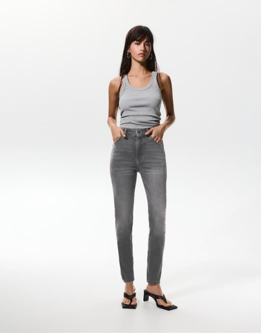 Pull&Bear High-waist skinny jeans in light grey