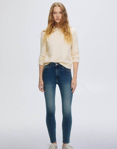 Pull&Bear High-waist skinny jeans in medium blue