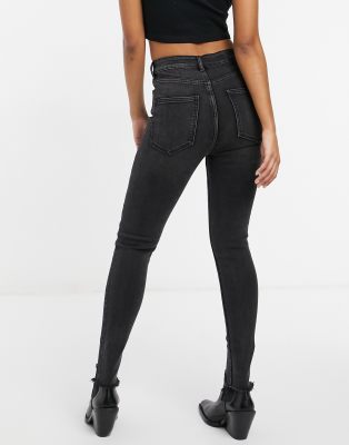 washed black high waisted jeans