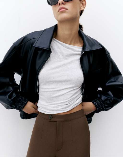 Pull&Bear High-Waist-Smart-Hose in Braun, 4 von 7