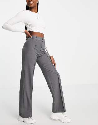 ASOS DESIGN Tall pull on pants in gray stripe