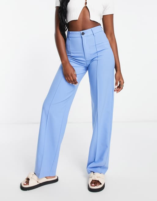 Pull&Bear high waist tailored straight leg pants with front seam in