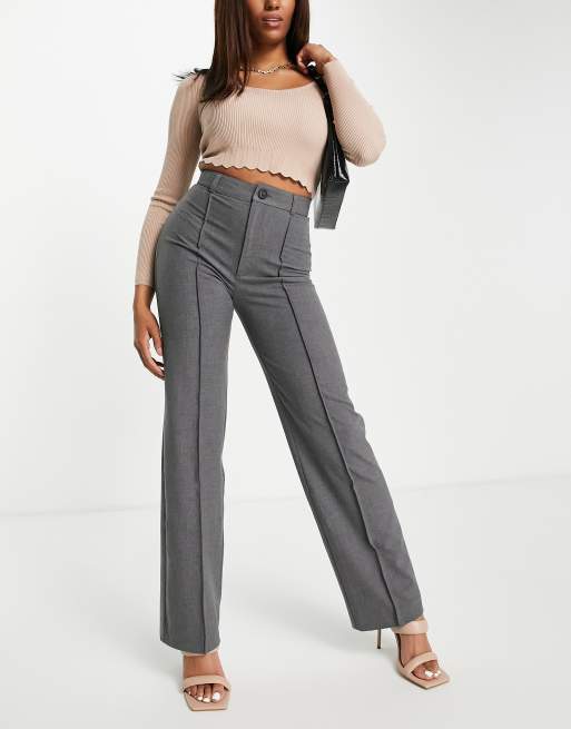 Grey fitted on sale trousers womens