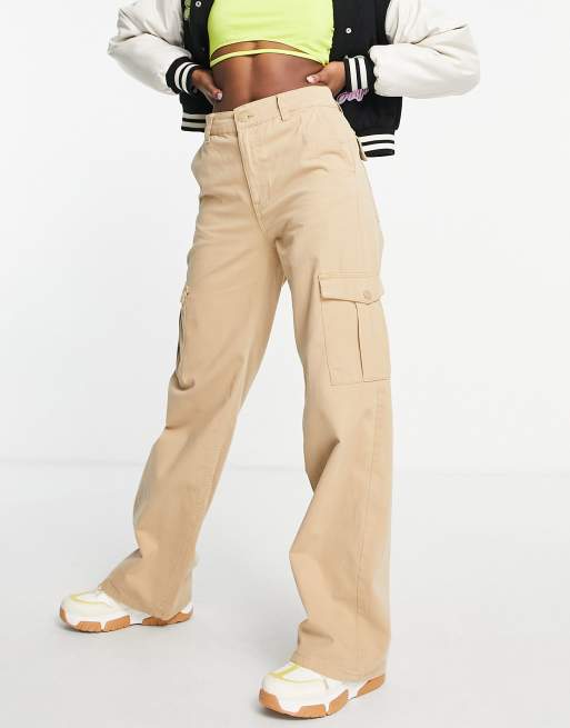 Pull&Bear ripstop cargo trousers in tan, ASOS