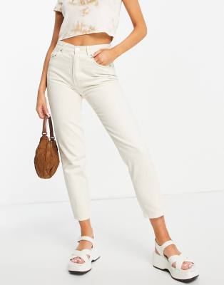 Pull&Bear high waisted basic mom jean in ecru