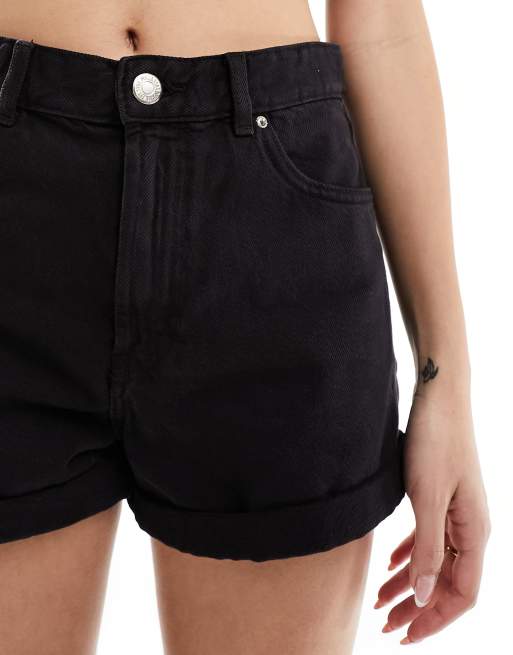 High waisted mom shorts black online