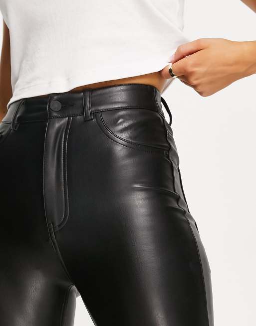 Black High Rise Faux Leather Pants X38263