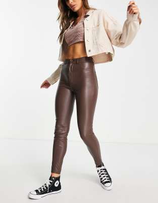 Pull\u0026Bear high waisted faux leather 