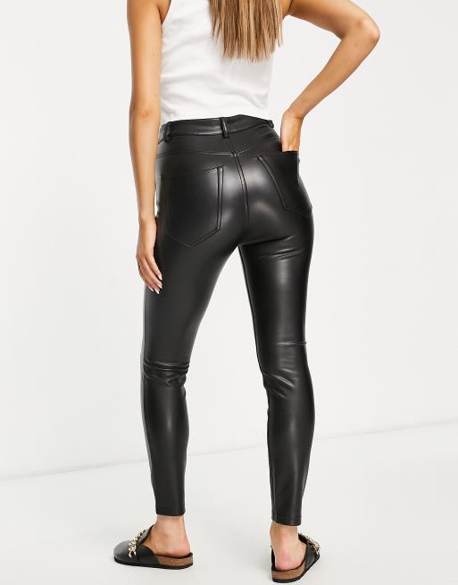 High waisted skinny leather trousers sale