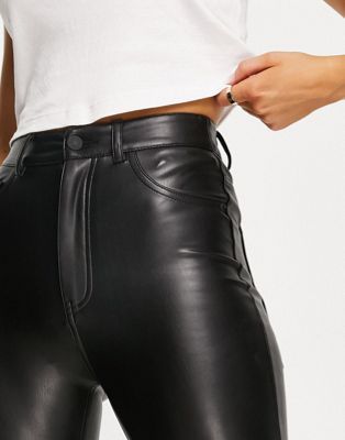 Pull & Bear Women's Faux Pants Leggings Size M Black Skinny Shiny