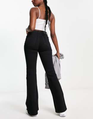 high waisted flare jean in black
