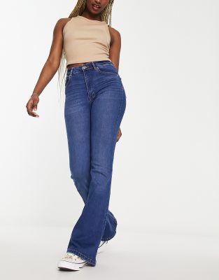 PULL&BEAR HIGH-WAIST - Flared Jeans - dark blue denim/dark-blue