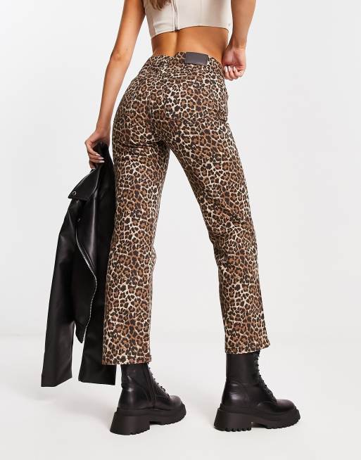 Pull&Bear high waisted jeans in animal print