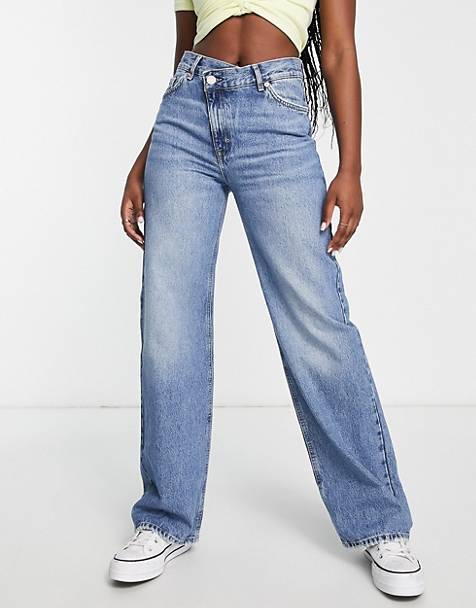 High waisted wide leg jean in light ASOS Damen Kleidung Hosen & Jeans Jeans High Waisted Jeans 