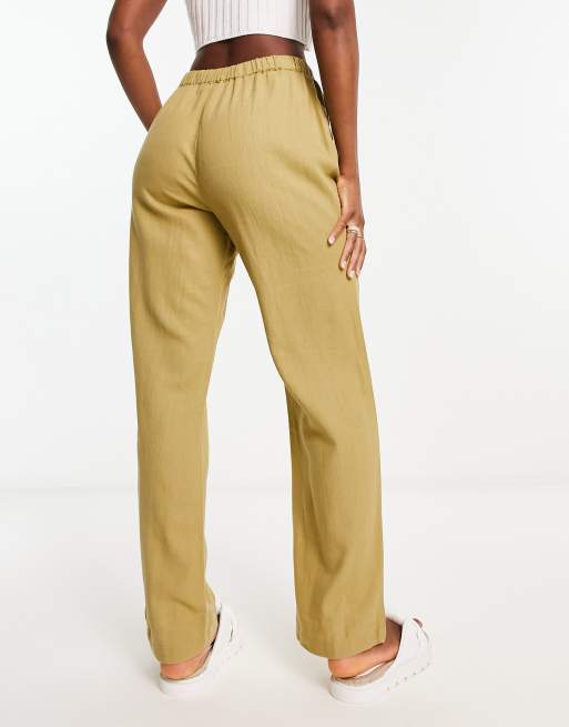 High waisted linen joggers deals