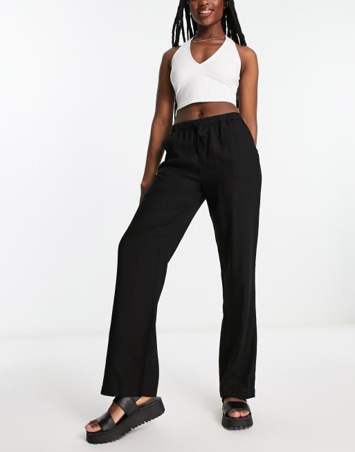 High waisted black linen on sale trousers