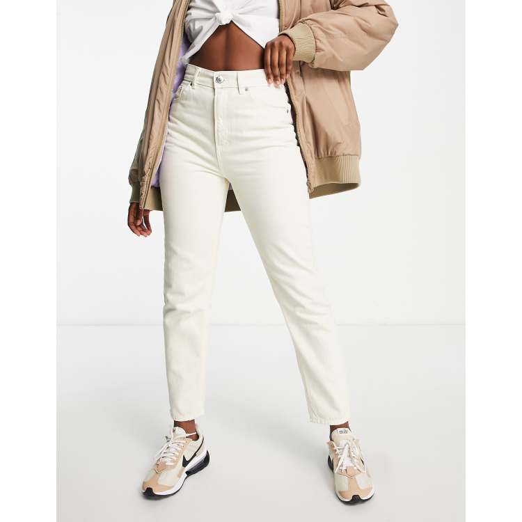 ASOS DESIGN linen top with lace up front & volume sleeve in oatmeal