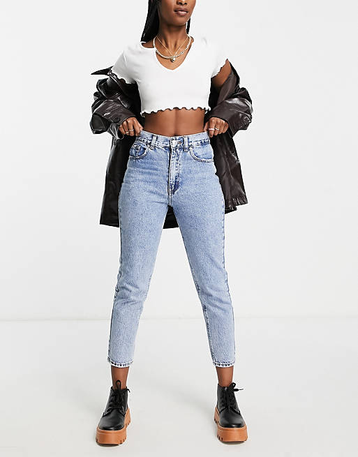 Jeans Pull&Bear high waisted mom jean in light blue 