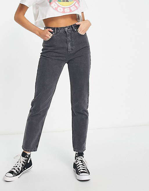 Pull&Bear high waisted mom jean in washed grey | ASOS