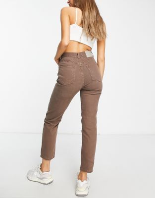 high waisted brown mom jeans