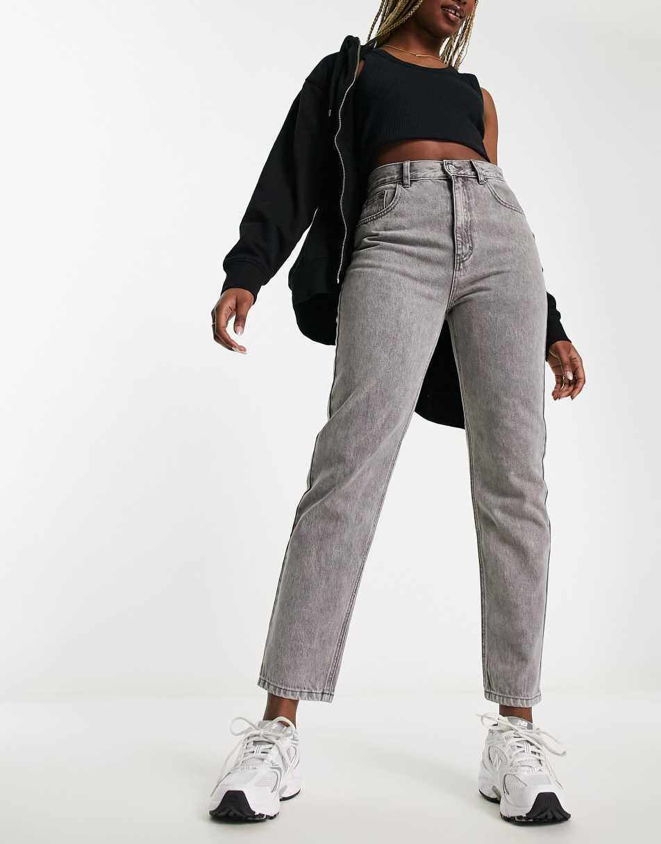 ASOS DESIGN Maternity relaxed mom jeans in black with elasticated side  waistband