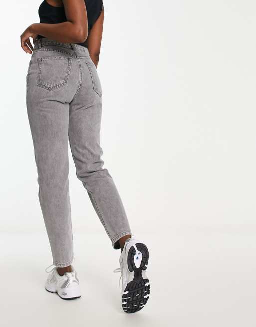 High-raise Mom Jeans - Grey