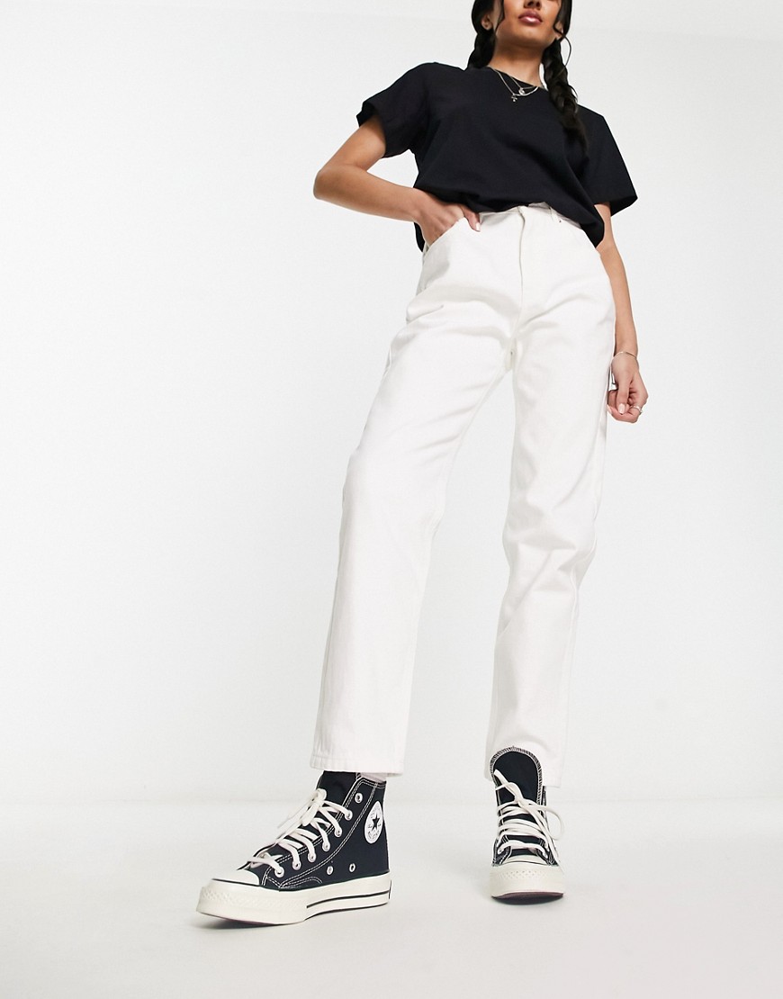 Pull & Bear Ripped Mom Jeans In White
