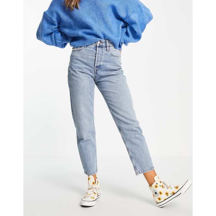 Pull Bear high waisted mom jeans with hidden button front