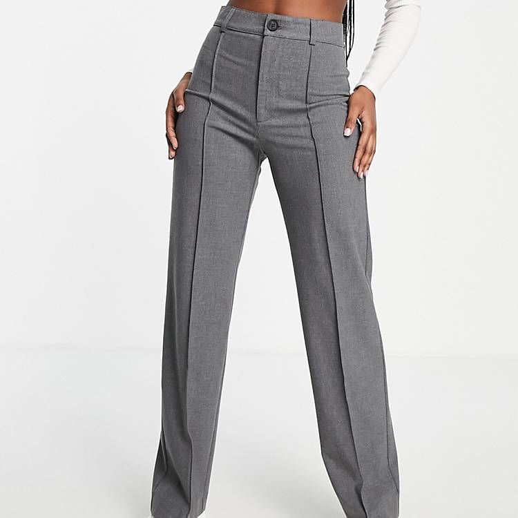 Pull&Bear high waisted seam front tailored straight leg trouser in