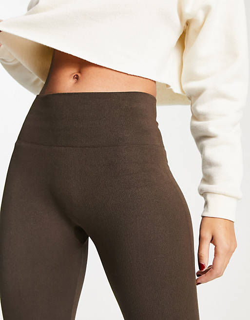On the Run - Cocoa Brown High Waist Seamless Leggings w/Ribbed Detail –  Fate & Co.