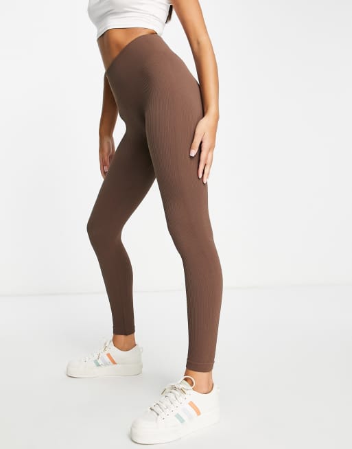 Pull Bear high waisted seamless leggings in chocolate ASOS