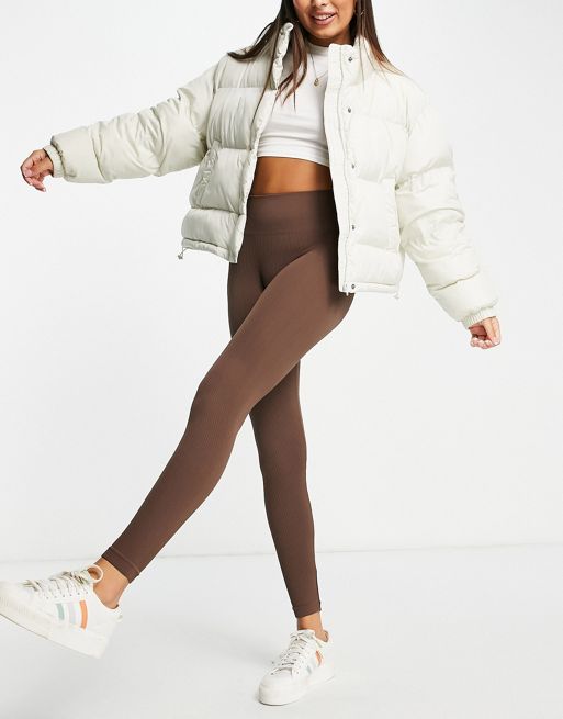 Pull&Bear seamless legging in chocolate brown - ShopStyle