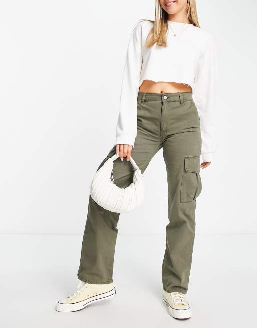 High Waisted Straight Fit Cargo Pants