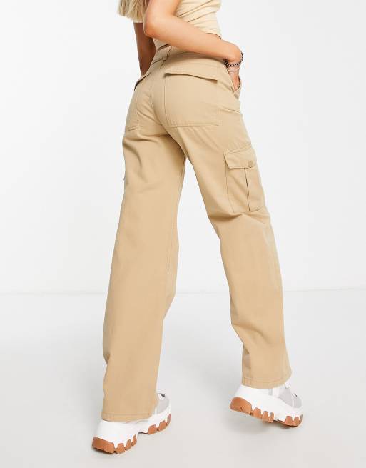 Pull&Bear ripstop cargo trousers in tan, ASOS