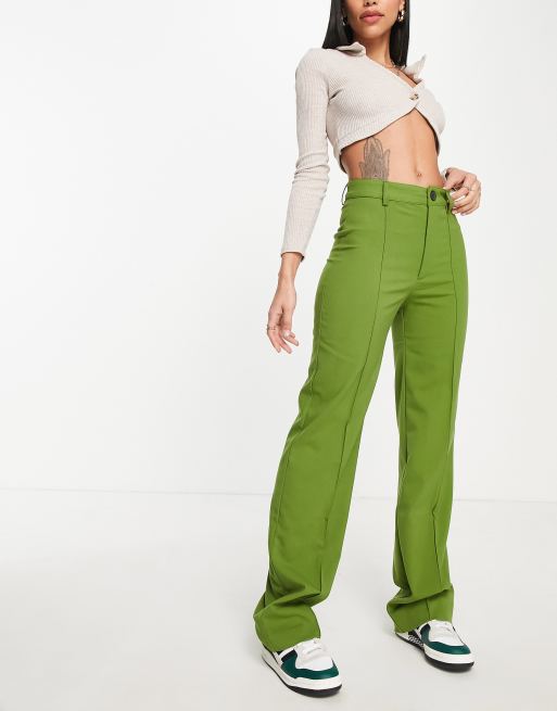 Green straight hotsell leg pants