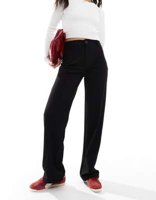 Pull & Bear High Waisted Tailored Pants In Black