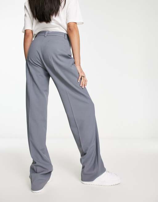 Pull&Bear high waisted tailored pants in blue gray