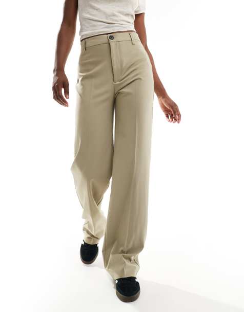 Pull&Bear high waisted tailored pants in dark beige - view 1