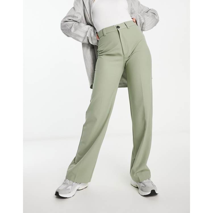 Pull&Bear high waisted seam front tailored straight leg pants in