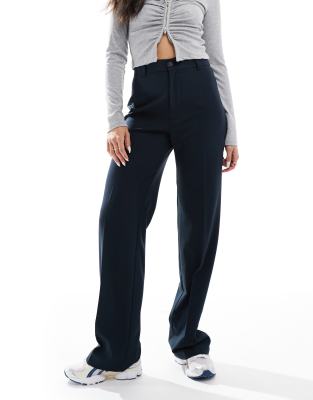 high waisted tailored pants in navy