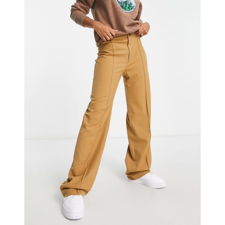 Camel high waisted outlet wide leg trousers