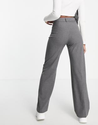 grey straight leg trousers womens